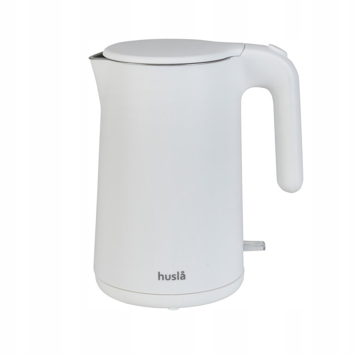 Електрическа кана Husla 1600W 1,5L бяла ергономична инокс-пластмаса