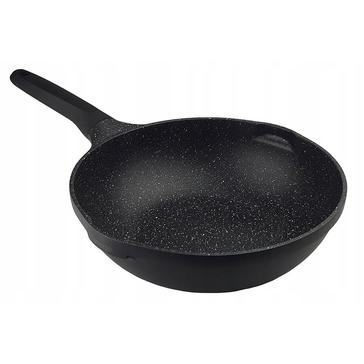 Vinzer Marmo Induction Line wok serpenyő, alumínium, 28cm, tapadásmentes, fekete