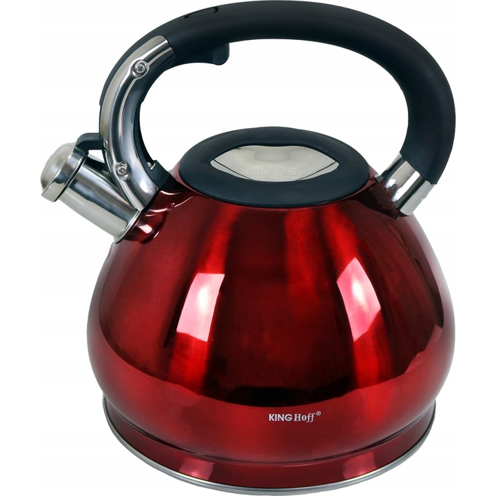 Ceaun metalic Kinghoff KH-1212 rosu 3,4L 24x19cm cu clopotel