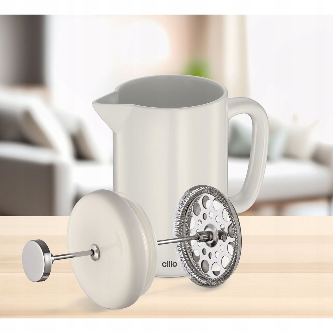 Cafetiera presa Cilio Bianca crem 0,5L 9,5x17,5cm set 4 cesti