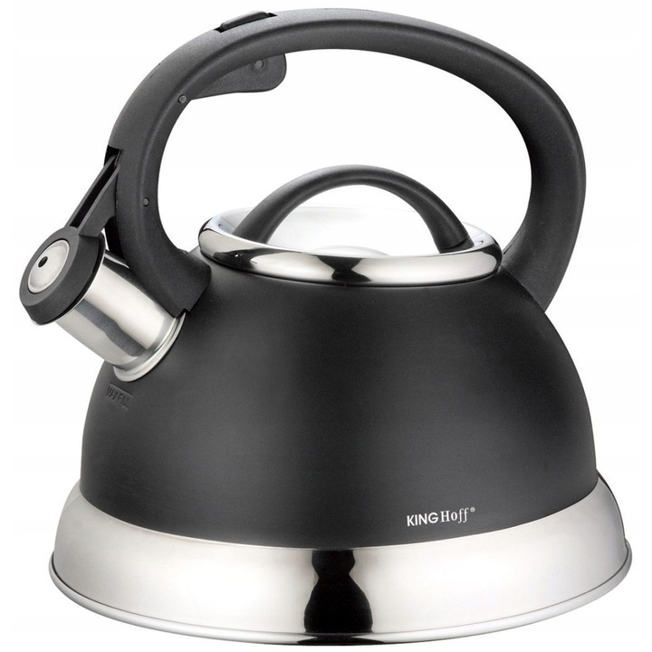 Ceainic Kinghoff KH-1224, otel inoxidabil, 2.4L, negru mat, 30x25x27cm