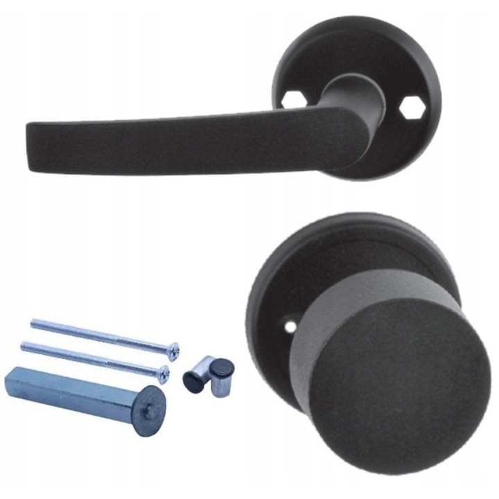 Maner si buton fix Steelfence negru 8x8mm set
