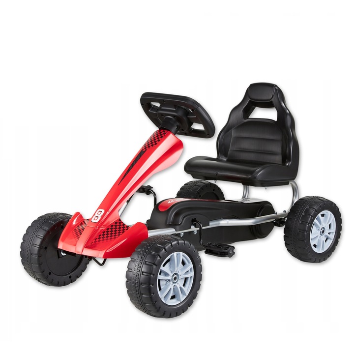 Kart cu pedale Happy Kiddo, sportiv, otel, 30 kg, 82x45x51cm