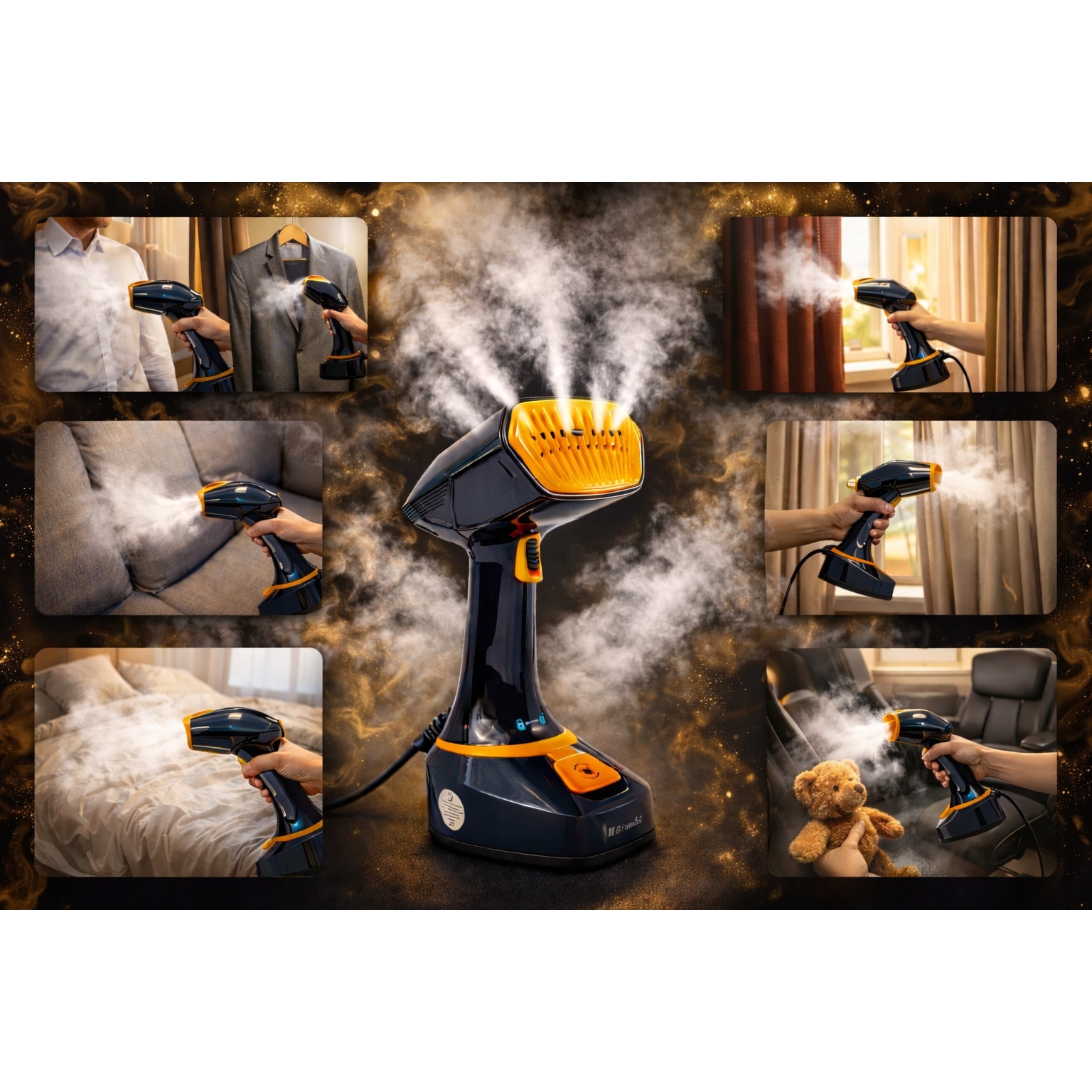Parownica Riwall RX-01 7in1, 1700W, negru-portocaliu, 320ml