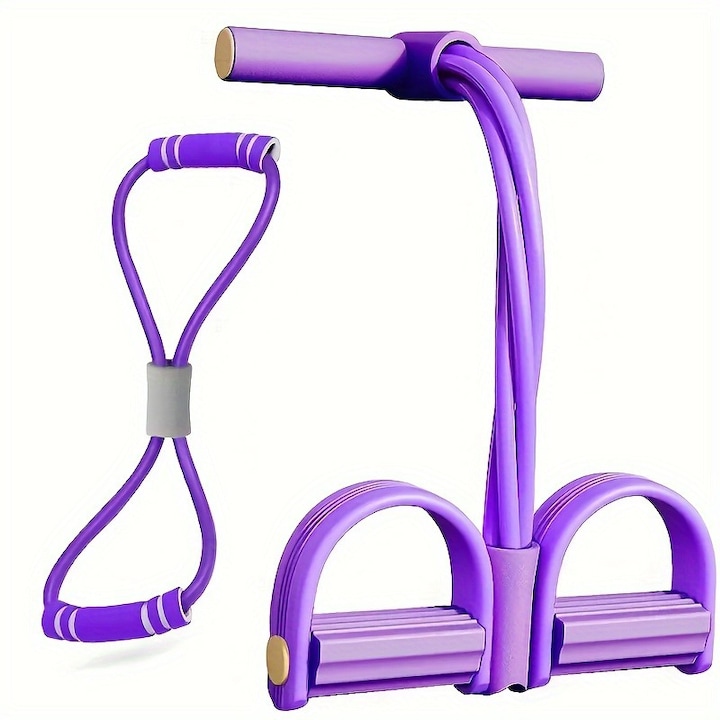 Dicollas® 4 csöves ellenállási gumiszalag szett, anyagból készült elasztikus szalagok, több izomcsoport formálására, hasra, karra, lábra, hordozható, fitnesz kiegészítők, Lila