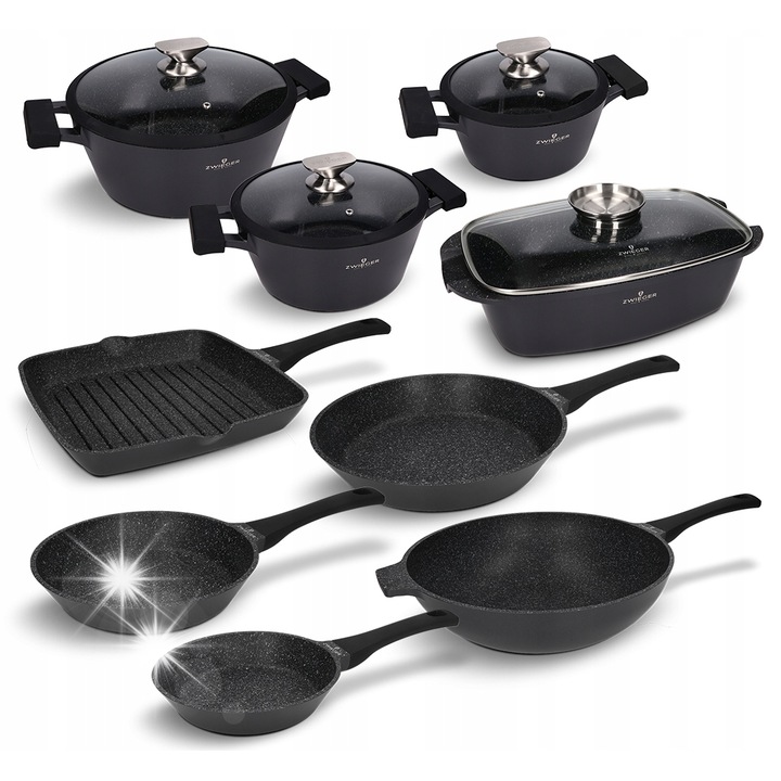 Zwieger Black Stone edénykészlet, 13 részes, fekete, különböző méretek