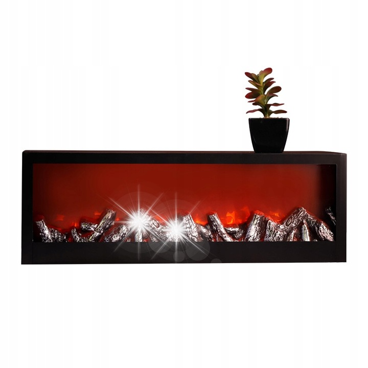Semineu electric decorativ ITIMPORT LED USB negru 60x20x10cm fara functie incalzire