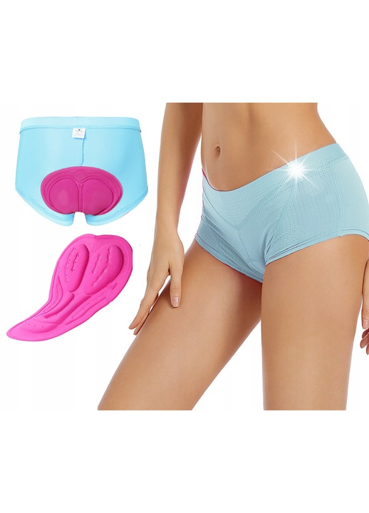 Pantaloni scurti ciclism, insertie gel, albastru, poliester