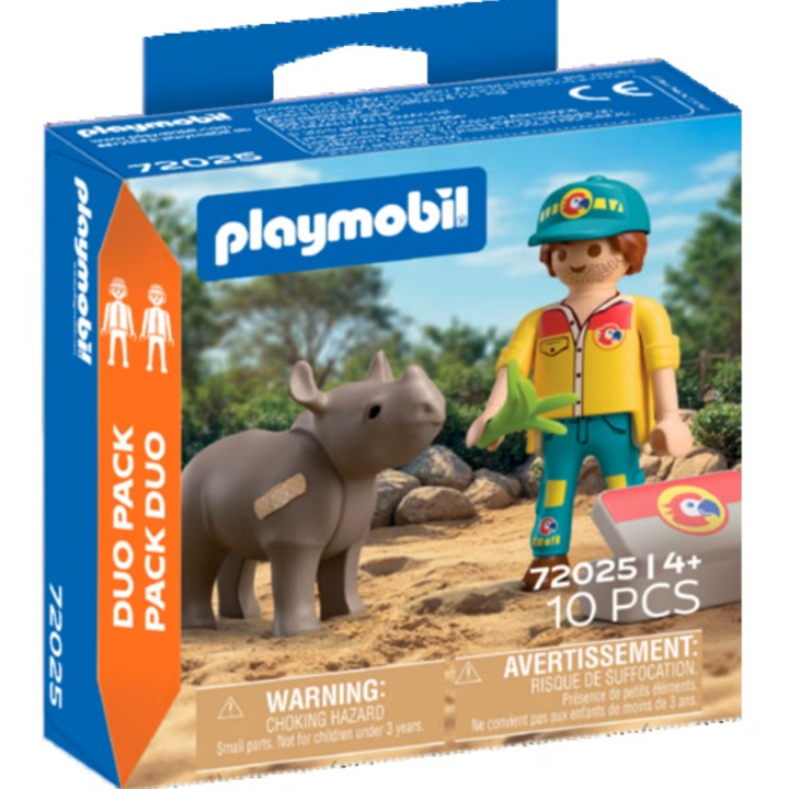 Playmobil Duo Pack - Ingrijitor cu rinocer