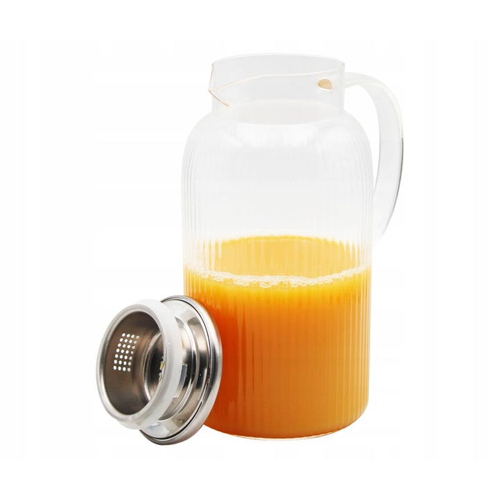 Стъклена кана Bedee 1.8L с капак и прозрачна цедка