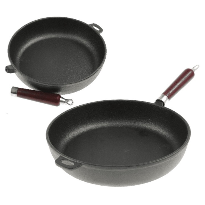 Kinghoff öntöttvas serpenyő 30cm mély fekete indukciós gáz 30x6.5x18.5cm