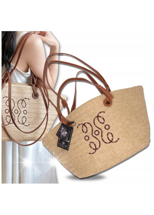 Bad&Bags női táska, shopper, nagy, bézs-barna, 52x25x18cm