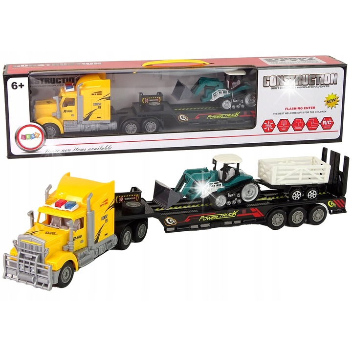 Camion LEAN Toys camion galben remorca excavator galben 60x16x11cm