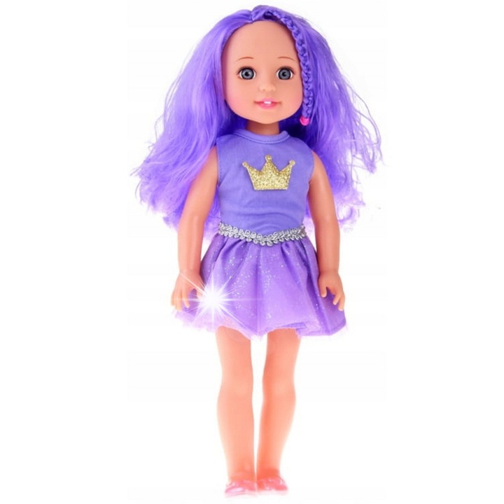 Кукла LEAN Toys Lala, лилава пола, дълга коса, 38 см, комплект с четка
