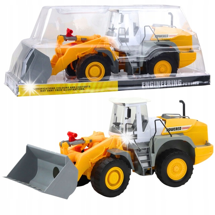 Utilaj de constructie jucarie LEAN Toys, excavator cu cupa mobila, gri-galben