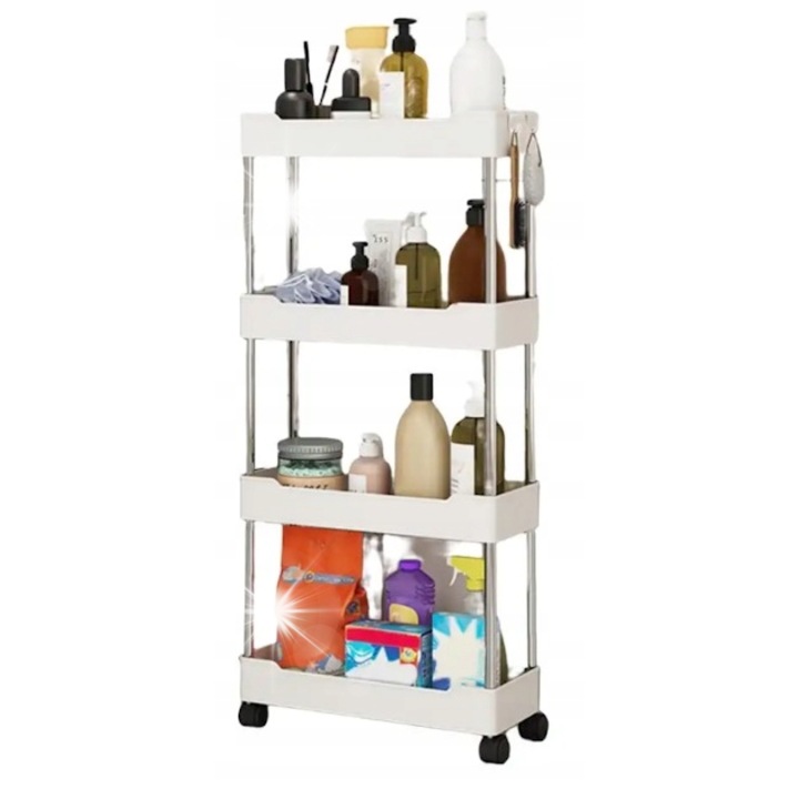 Mobil rendszerező kocsi 4 szintes, fehér 87x40x15cm
