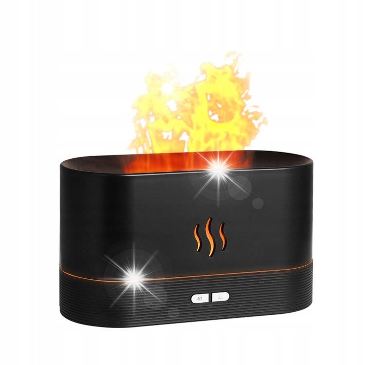 Párásító légdiffúzor LED láng fekete 10,1x17,1x7,5cm 180ml USB