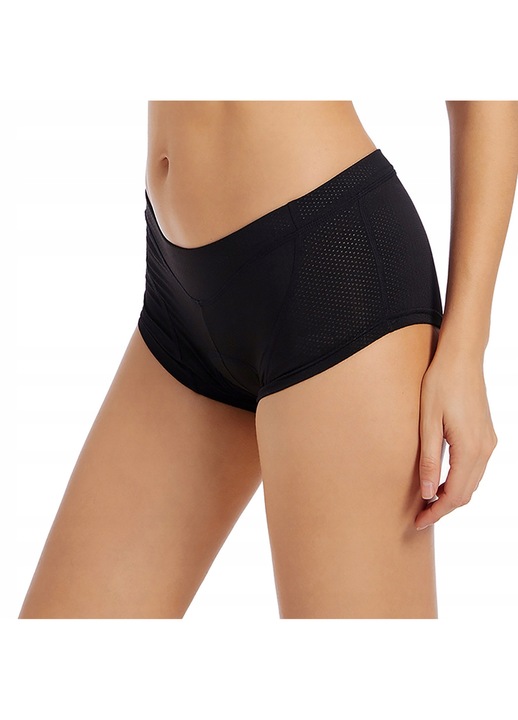 Pantaloni sport dama, boxeri cu gel, set, negru, fabric elastic