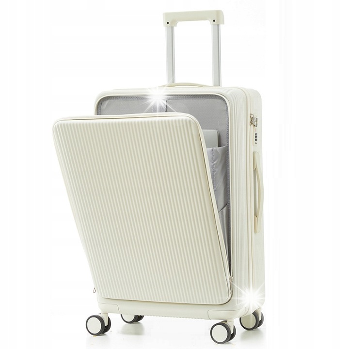 Fehér kabinbőrönd 57x38x24cm ABS PC 38L USB töltés