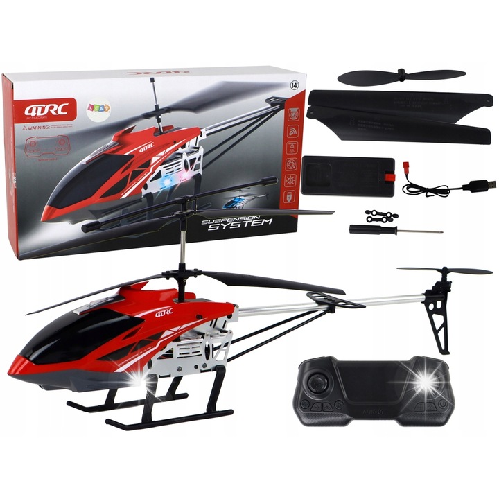 Helicopter RC Lean Toys 70x26x39cm rosu cu LED si giroscop