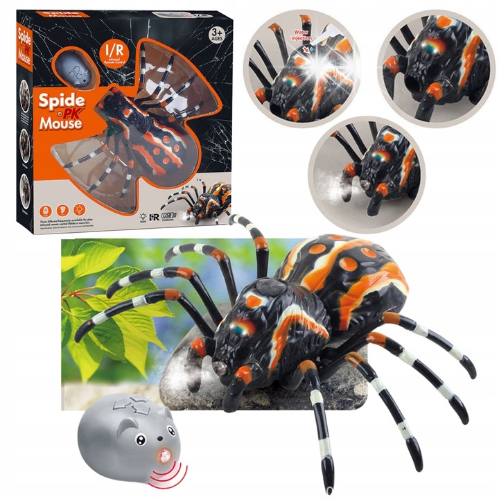 LEAN Toys távirányítós pók fekete tarantula 26x19x8cm
