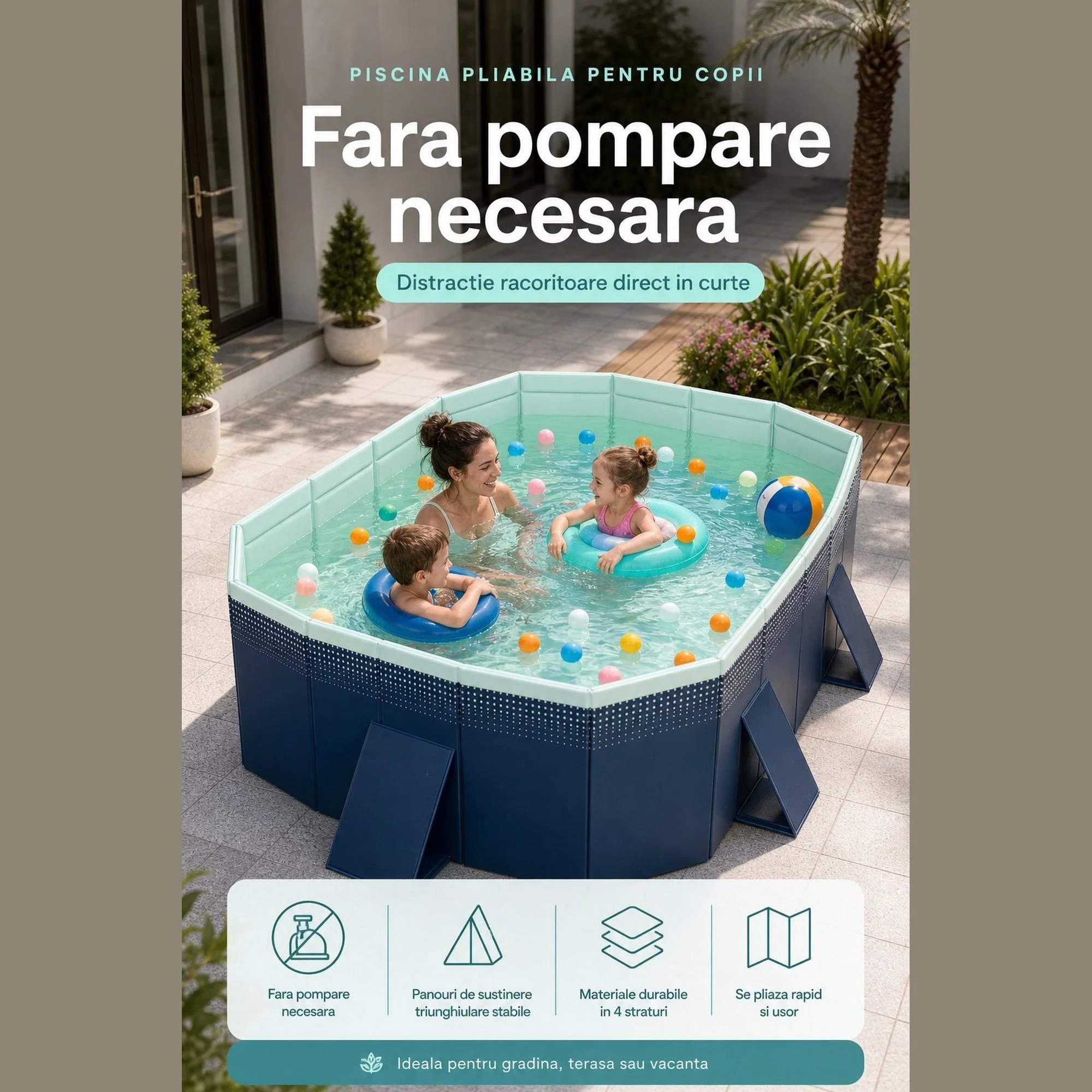 Piscina Portabila Timebox – Diametru 2,95 Metri, Fara Umflare