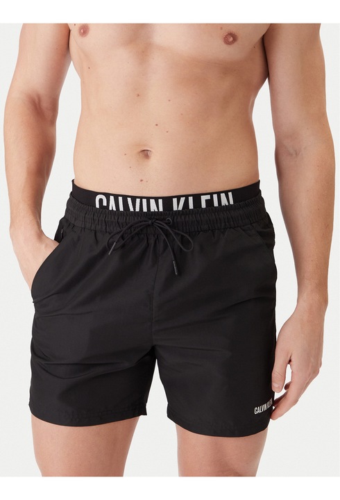 CALVIN KLEIN, Pantaloni scurti de baie cu buzunare cu fermoar, Negru antracit