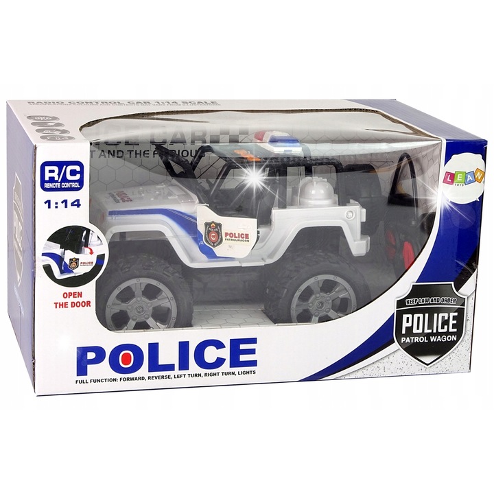 Masina RC Jeep Politie LEAN Toys alb-albastru 29x14x8.15cm