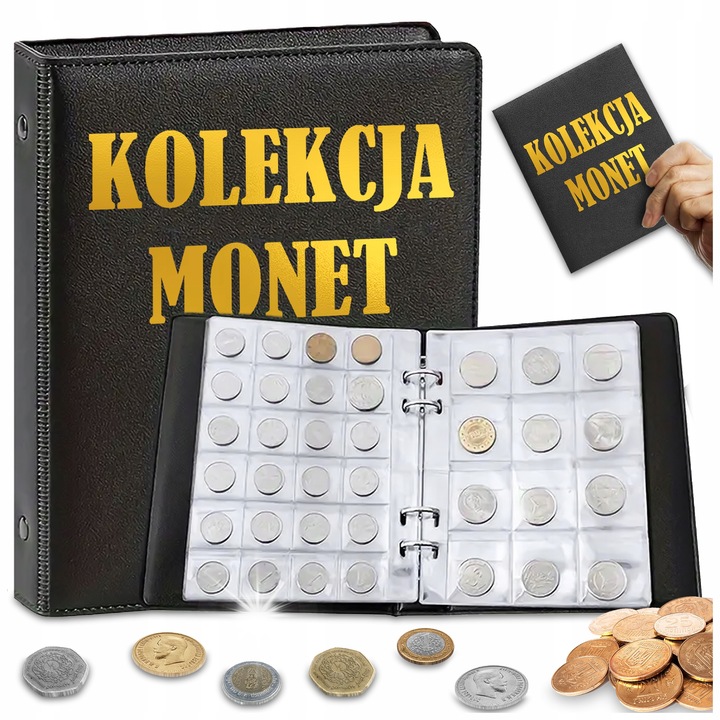 Албум за колекция монети 360 слота 3x3 4x4 черен 16x19.5x3.5см