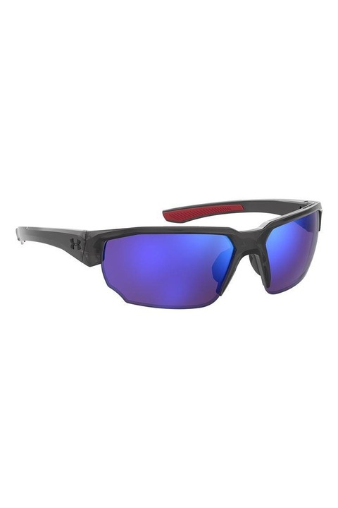 Under Armour, Ochelari de soare wrap cu model unisex, 70-09-125, Rosu vintage/Gri antracit