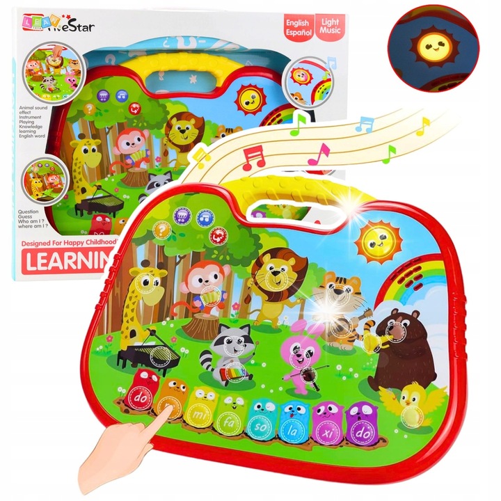 LEAN Toys interaktív oktatótábla, állatos zongora, többszínű