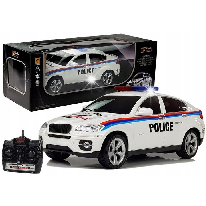 Полицейска кола BMW X6 LEAN Toys бяла с дистанционно управление 35x12.5x13.5cm