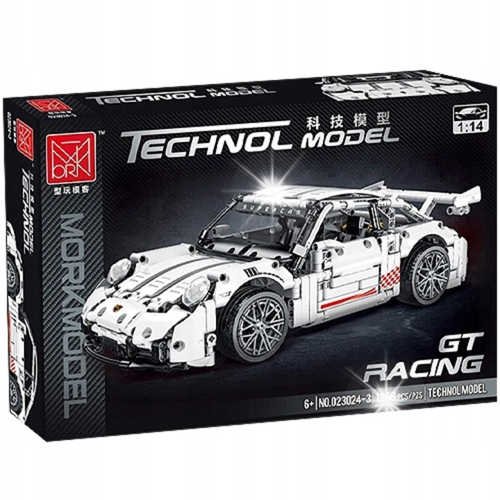 Set constructie masina sport GT Lean Toys alb 1268 piese 38.5x18.8x11.6cm 1:14