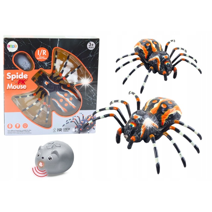 LEAN Toys távirányítós pók játék, gőzeffektus, fények, 28.5x27x7.5cm