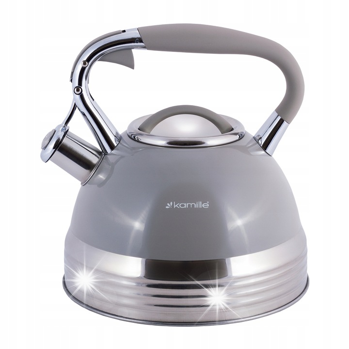 Kamille vízforraló 2,7L inox síppal, szürke 22x21cm