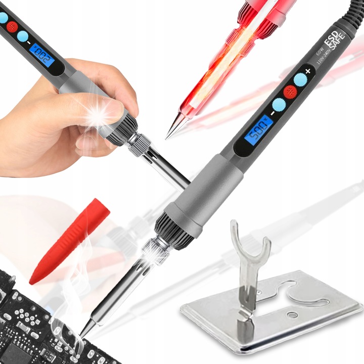 Pixel 60W forrasztópáka LCD kijelzővel, állítható hőmérséklet 180-500C, kompakt