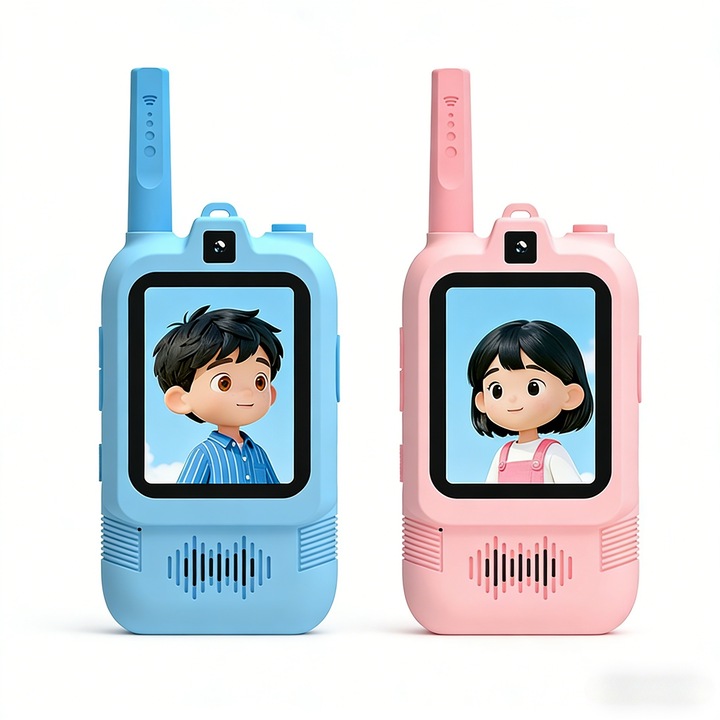 Statie radio pentru copii, Aiorber, ecran de 2, 0 inci, comunicare la distanta mare, efecte sonore speciale, camera dubla, baterie de mare capacitate de 600 mAh, combinatie de roz si albastru