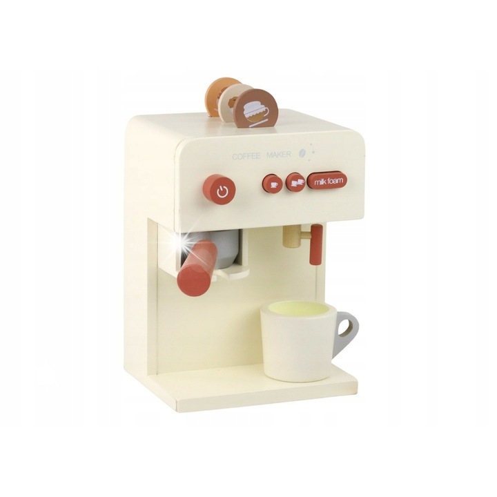 Espressor de cafea din lemn LEAN Toys set cu accesorii maro 13x22x16cm
