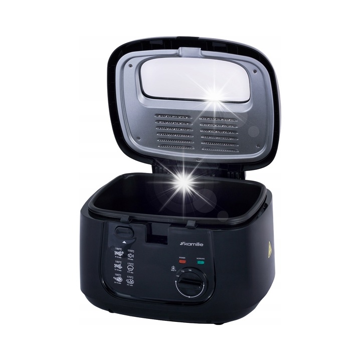 Фритюрник Kamille 2,5L 1800W черен регулируем термостат