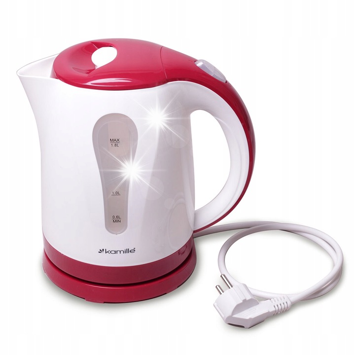 Fierbator electric Kamille KM-1715R 1,8L alb rosu 2000W 360°