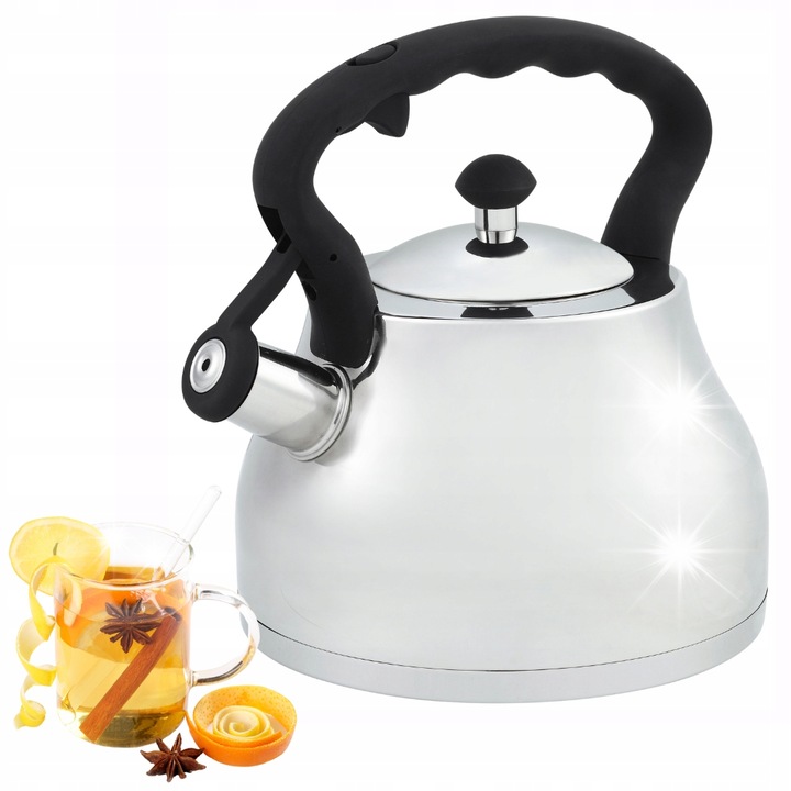 Ofenbach vízforraló 2,7L inox síppal és fehér bakelit fogantyúval