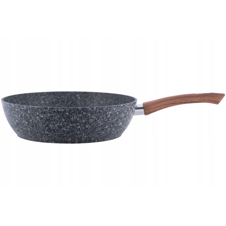 Kamille mély wok serpenyő, gránit bevonattal, indukciós/kerámia/gáz/elektromos tűzhelyen használható, mosogatógépben mosható, szürke, 24 cm