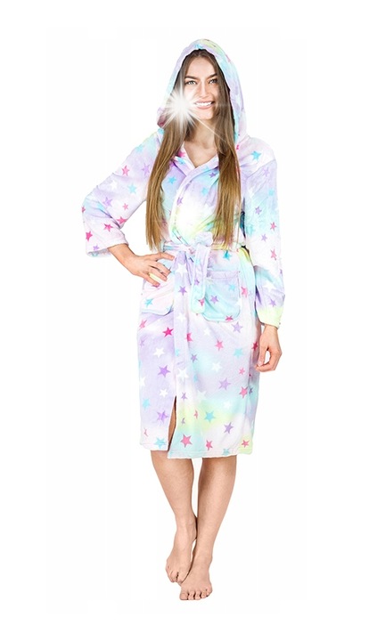 Fürdőruha Onesies, SuperSoft mikroszálas, nagy kapucni, oldalsó zsebek, többszínű, M INTL