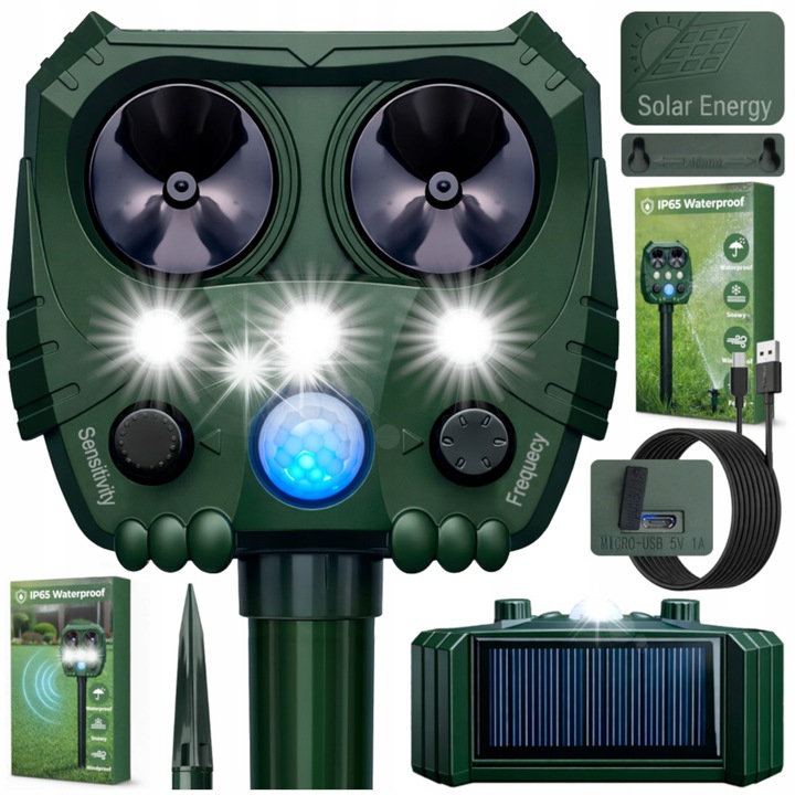 Odstragator animale Masuletto solar acumulator ultrasunete LED 62mp