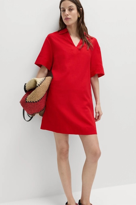 Marks & Spencer, Rochie dreapta cu decolteu in V, Rosu