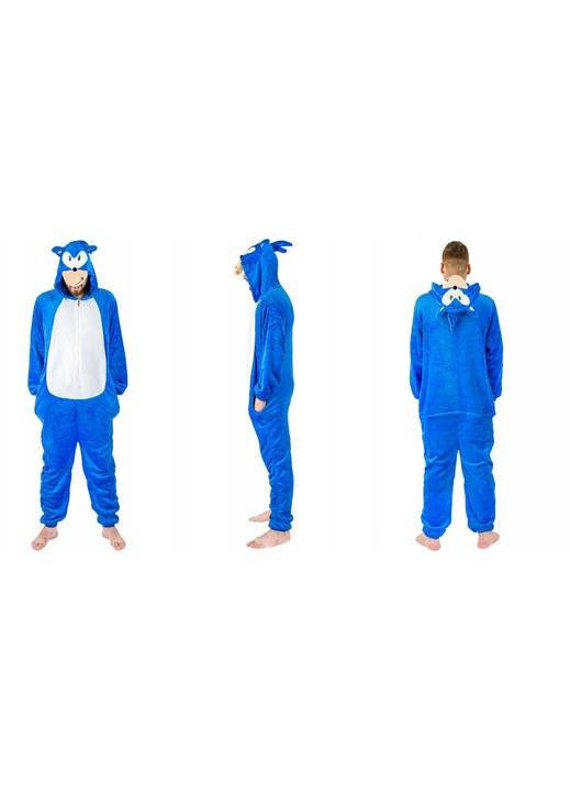 Пижама гащеризон, модел Sonic, удобна, от микрофибър, синя, M INTL