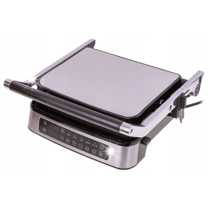 Grill elektromos 5az1-ben, 2000W, LED, fekete/ezüst, 180° nyitás