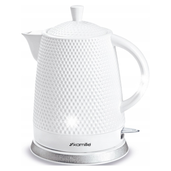 Електрическа кана Kamille KM1725 керамична бяла 1,5л 1200W