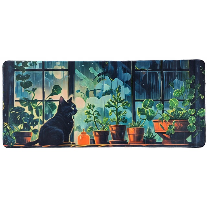 Подложка за мишка DKM XXL 90x40cm многоцветна противоплъзгаща котка
