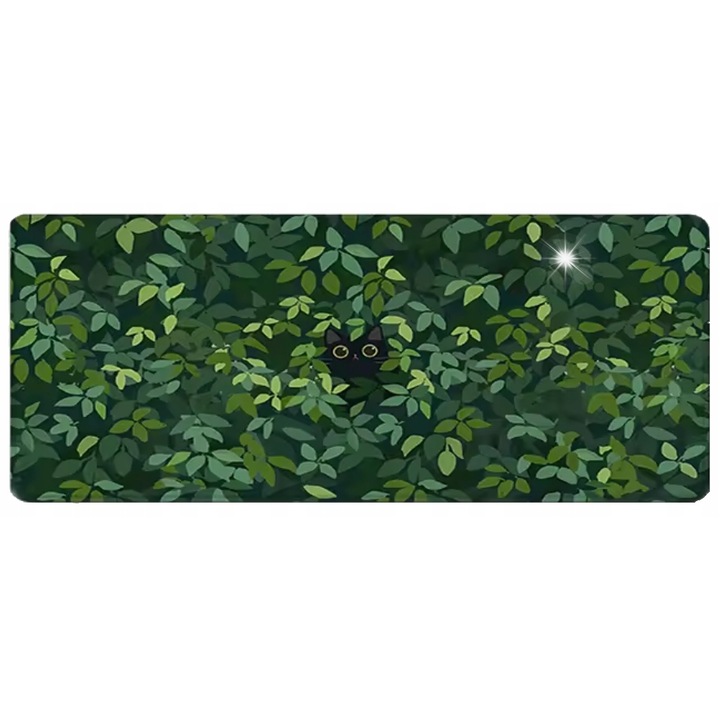Egérpad DKM XXL 100x50cm zöld macskával és levelekkel